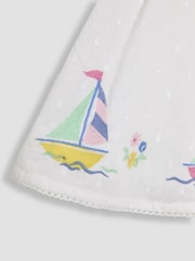 JoJo Maman Bébé White Boat Baby Appliqué 100% Cotton Dress - Image 4 of 5