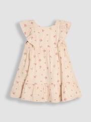 JoJo Maman Bébé Natural Frill Back Summer 100% Cotton Dress - Image 1 of 3