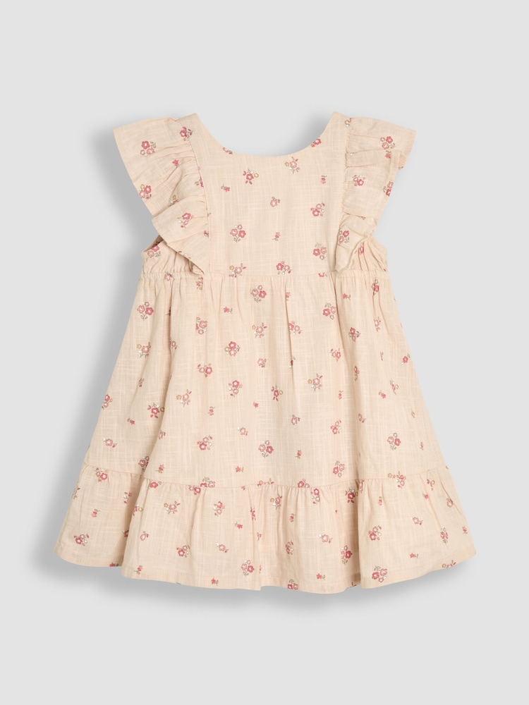JoJo Maman Bébé Natural Frill Back Summer 100% Cotton Dress - Image 1 of 3