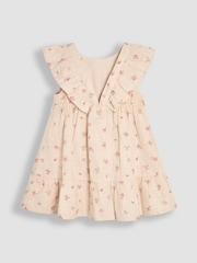 JoJo Maman Bébé Natural Frill Back Summer 100% Cotton Dress - Image 2 of 3