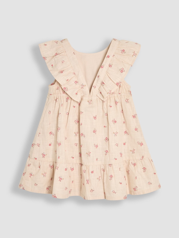 JoJo Maman Bébé Natural Frill Back Summer 100% Cotton Dress - Image 2 of 3