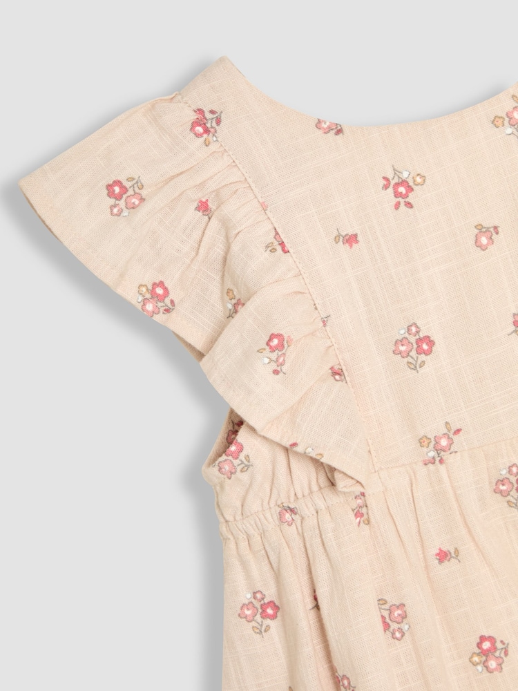 JoJo Maman Bébé Natural Frill Back Summer 100% Cotton Dress - Image 3 of 3