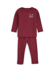 Boys Red Personalised Christmas Antler Pyjamas by Stitch Style - Image 1 of 6