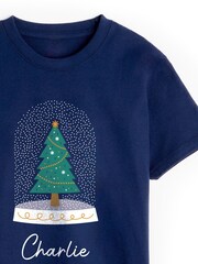 Boys Blue Personalised Christmas Snow Globe Pyjamas by Stitch Style - Image 2 of 4