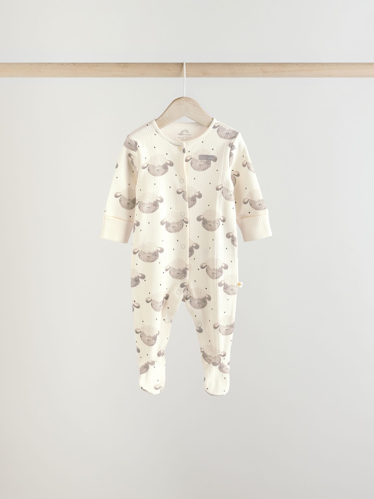 Ecru Baby 100% Cotton Sleepsuits 3 Pack (0mths-3yrs) - Image 3 of 14