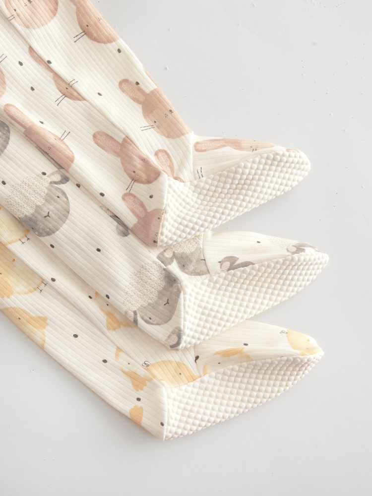 Ecru Baby 100% Cotton Sleepsuits 3 Pack (0mths-3yrs) - Image 7 of 14