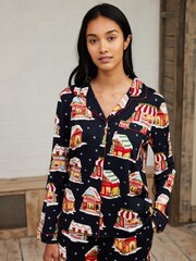 Chelsea Peers Blue Christmas Toy Shop Print Long Pyjamas Set - Image 3 of 5