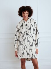 Chelsea Peers White Fleece Giraffe Print Blanket Hoodie - Image 2 of 4