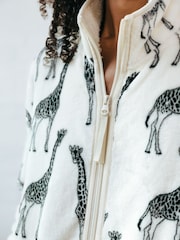 Chelsea Peers White Fleece Giraffe Print  Jacket & Joggers Set - Image 5 of 5