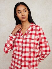 Chelsea Peers Red Christmas Snowflakes Check Long Pyjamas Set - Image 2 of 5