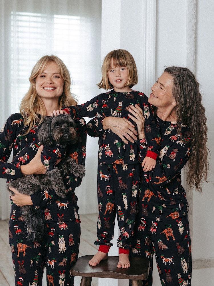 Chelsea Peers Blue 12 Dogs of Christmas Print Long Pyjama Set - Image 2 of 5
