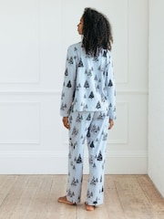 Chelsea Peers Blue Christmas Tree Print Long Pyjamas Set - Image 2 of 5