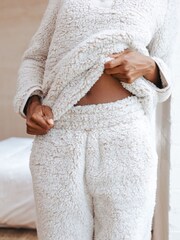Chelsea Peers Brown Fleece Teddy Co-ord Sweatshirt & Joggers Set - Image 4 of 5