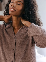 Chelsea Peers Brown Bouclé Knit Co-ord Top & Joggers Set - Image 5 of 5