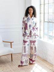 Chelsea Peers White Fleece Leopard Print Sweatshirt & Joggers Set - Image 1 of 1