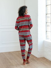 Chelsea Peers Red Christmas Nutcracker Fair Isle Print Long Pyjama Set - Image 4 of 5