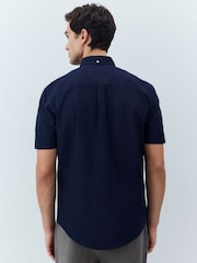 Темно-синий - Обычный крой - 100% Organic Cotton Oxford Short Sleeve Shirt - Изображение 3 из 5