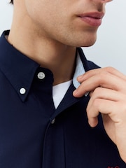 Темно-синий - Обычный крой - 100% Organic Cotton Oxford Short Sleeve Shirt - Изображение 5 из 5