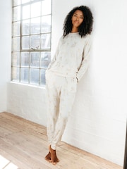 Chelsea Peers White Gold Foil Christmas Deer Long Pyjamas Set - Image 1 of 5