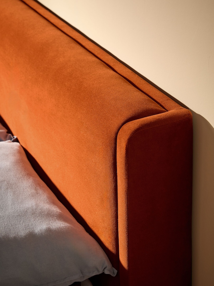 MADE.COM Velvet Cinnamon Orange Bed Leonora - Image 2 of 5