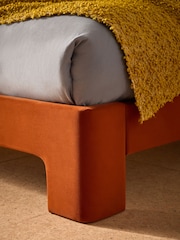 MADE.COM Velvet Cinnamon Orange Bed Leonora - Image 3 of 5