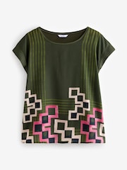 Grün mit geometrischen Muster - Kurzarm-Top mit Print - Bild 5 von 7