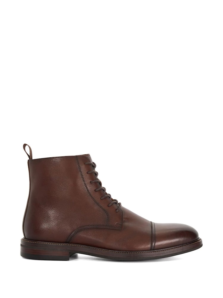 Dune London Brown Matias Toecap Detail Ankle Boots - Image 2 of 6