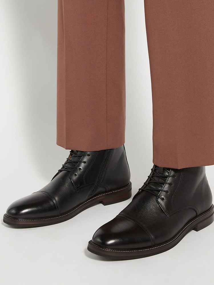 Dune London Black Matias Toecap Detail Ankle Boots - Image 1 of 6