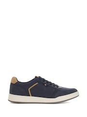 Dune London Blue Tinted Mixed Material Lace Up Trainers - Image 2 of 6