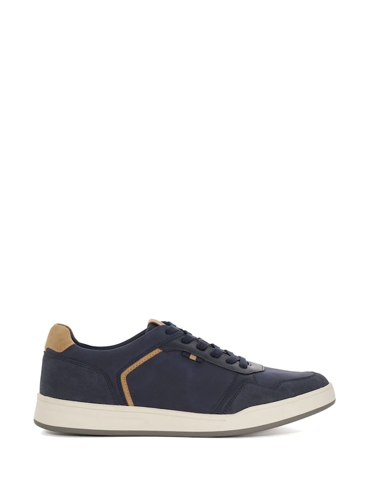 Dune London Blue Tinted Mixed Material Lace Up Trainers - Image 2 of 6