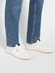 Dune London White Tinted Mixed Material Lace Up Trainers - Image 1 of 6