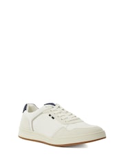 Dune London White Tinted Mixed Material Lace Up Trainers - Image 3 of 6