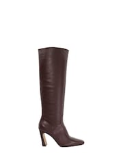 Dune London Red Sliding Chisel Toe Angle Knee High Boots - Image 2 of 6