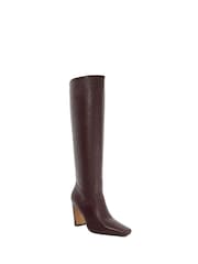 Dune London Red Sliding Chisel Toe Angle Knee High Boots - Image 4 of 6