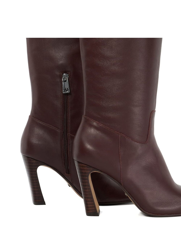Dune London Red Sliding Chisel Toe Angle Knee High Boots - Image 6 of 6