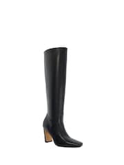 Dune London Black Sliding Chisel Toe Angle Knee High Boots - Image 2 of 6