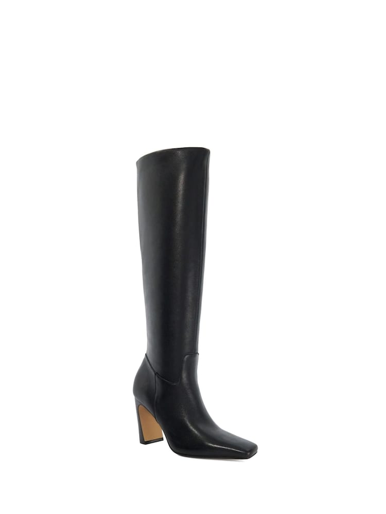 Dune London Black Sliding Chisel Toe Angle Knee High Boots - Image 2 of 6