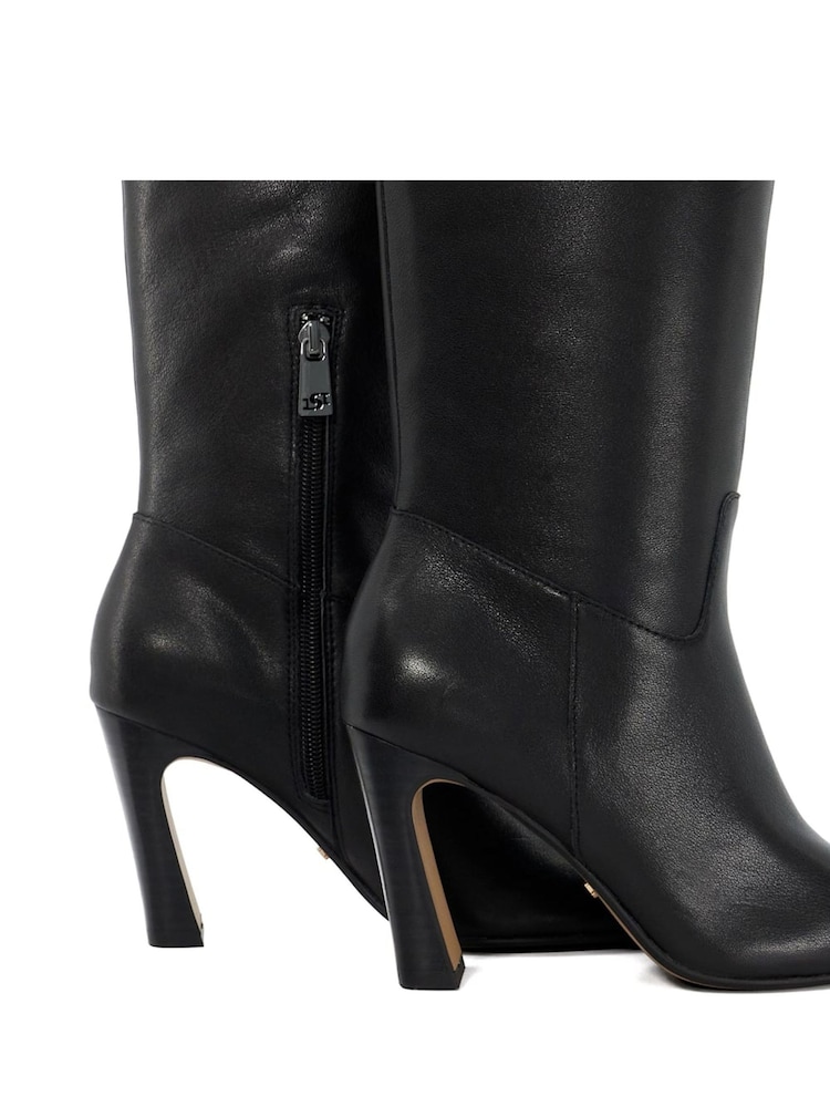 Dune London Black Sliding Chisel Toe Angle Knee High Boots - Image 6 of 6