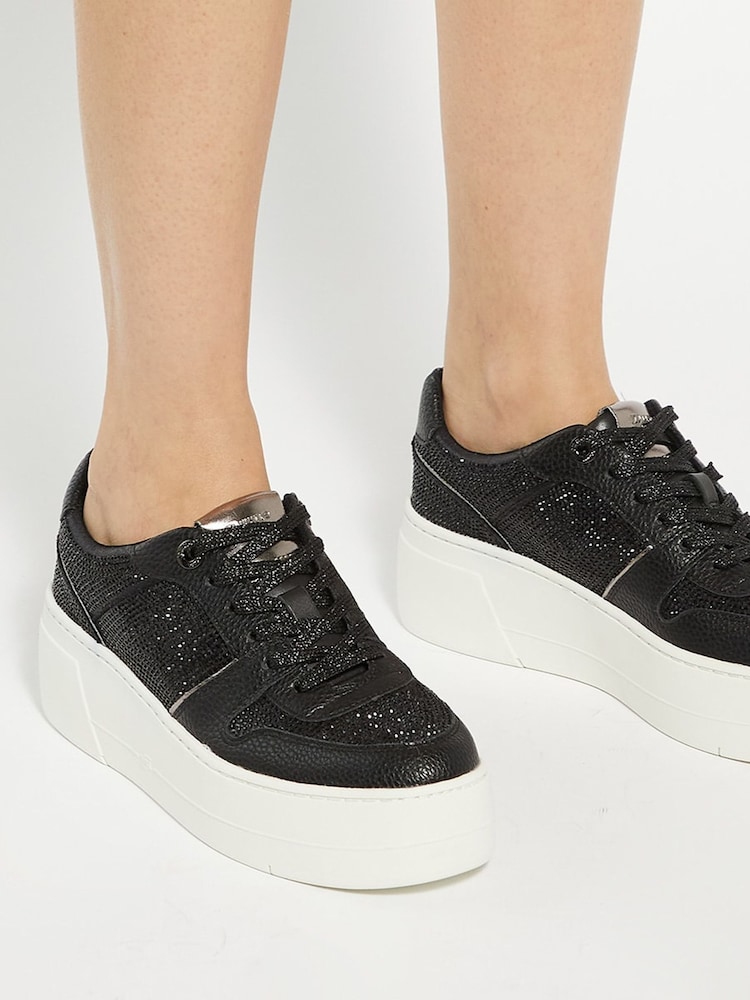 črna - Dune London Evangelyn Flatform Lace-Up Trainers - Slika 1 iz 6