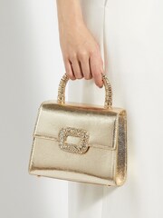 Dune London Gold Bolenna Brooch Trim Bag - Image 1 of 5