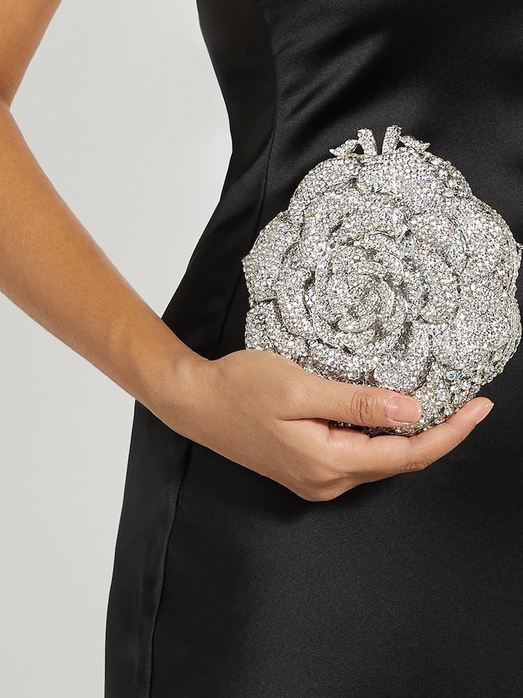 Dune London Silver Bling Hard Embellished Flow Bag - Image 1 of 5