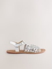Silver Leather Standard Fit Forever Comfort® Woven Strappy Sandals - Image 3 of 5