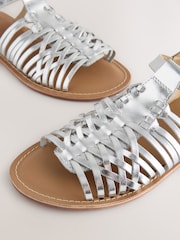 Silver Leather Standard Fit Forever Comfort® Woven Strappy Sandals - Image 4 of 5