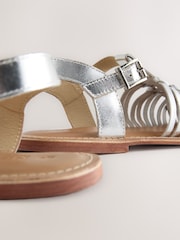 Silver Leather Standard Fit Forever Comfort® Woven Strappy Sandals - Image 5 of 5