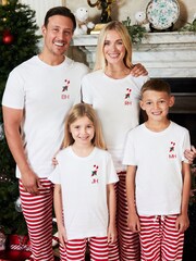 Boys Personalised Christmas Candy Cane White Pyjamas by Stitch Style - Image 3 of 6