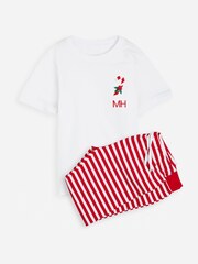 Boys Personalised Christmas Candy Cane White Pyjamas by Stitch Style - Image 4 of 6