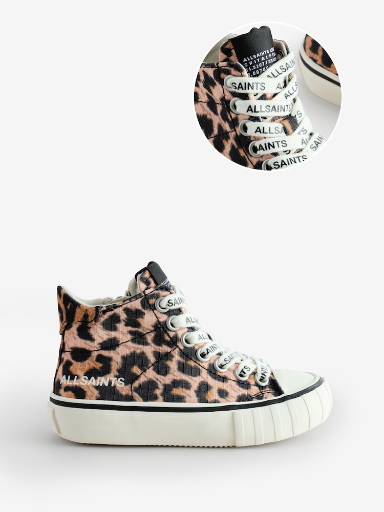 Коричневый, леопардовый принт - smALLSAINTS Print High Top Trainers - Image 1 of 7