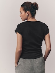 Black Jersey Drape T-Shirt - Image 3 of 7