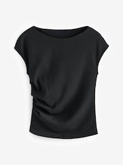 Black Jersey Drape T-Shirt - Image 5 of 7