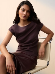 Burgundy Jersey Drape T-Shirt - Image 1 of 7